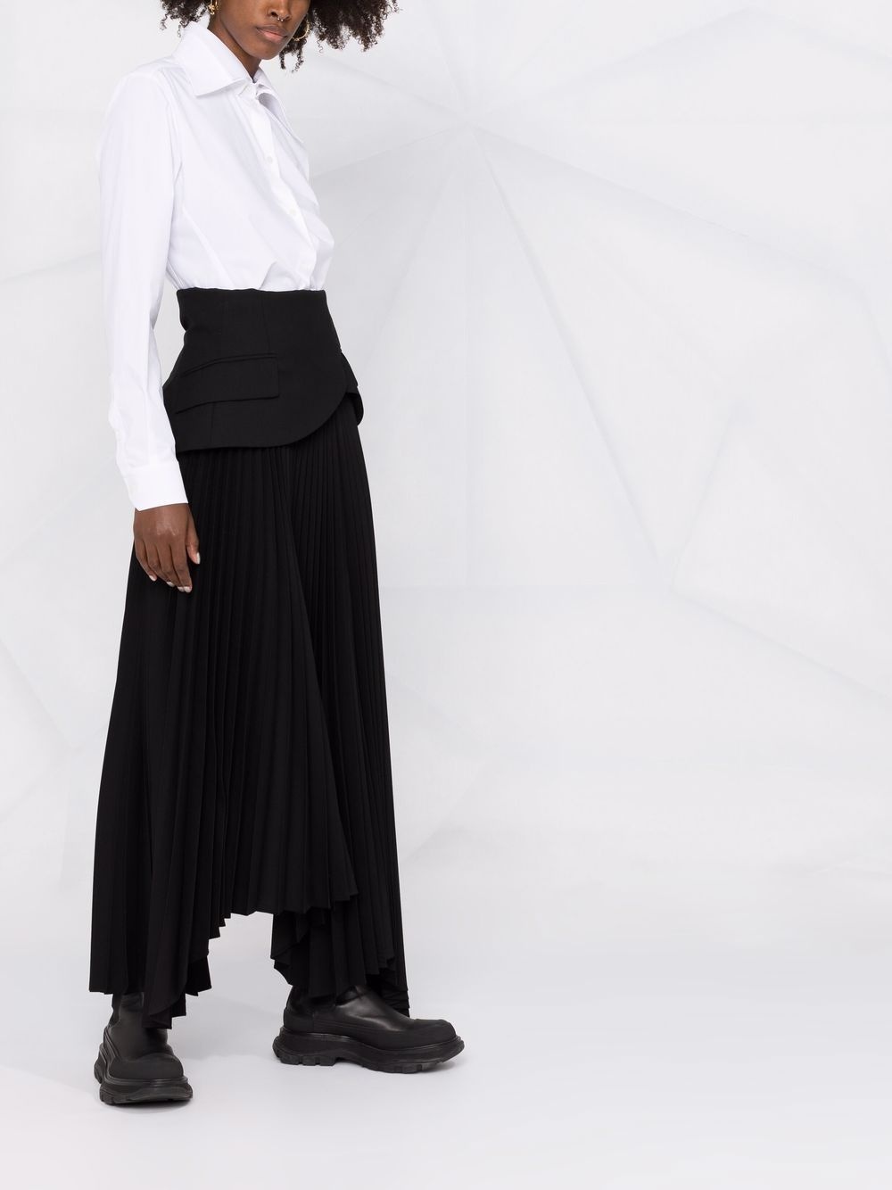 oversized pointed-collar button-front shirt - 4