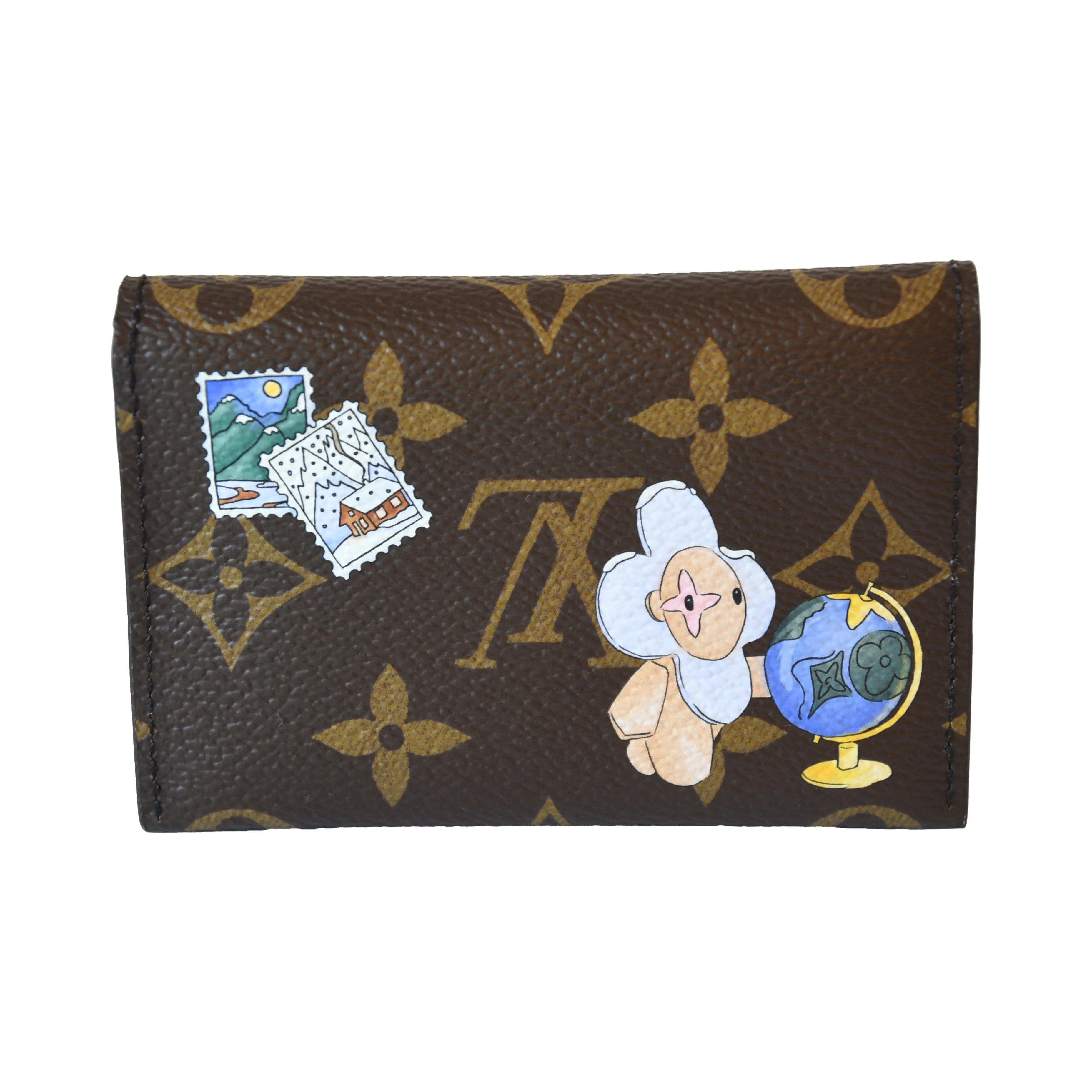 Louis Vuitton Monogram Canvas Card Holder With Vivienne Travel-Themed Sticker Patterns - 1