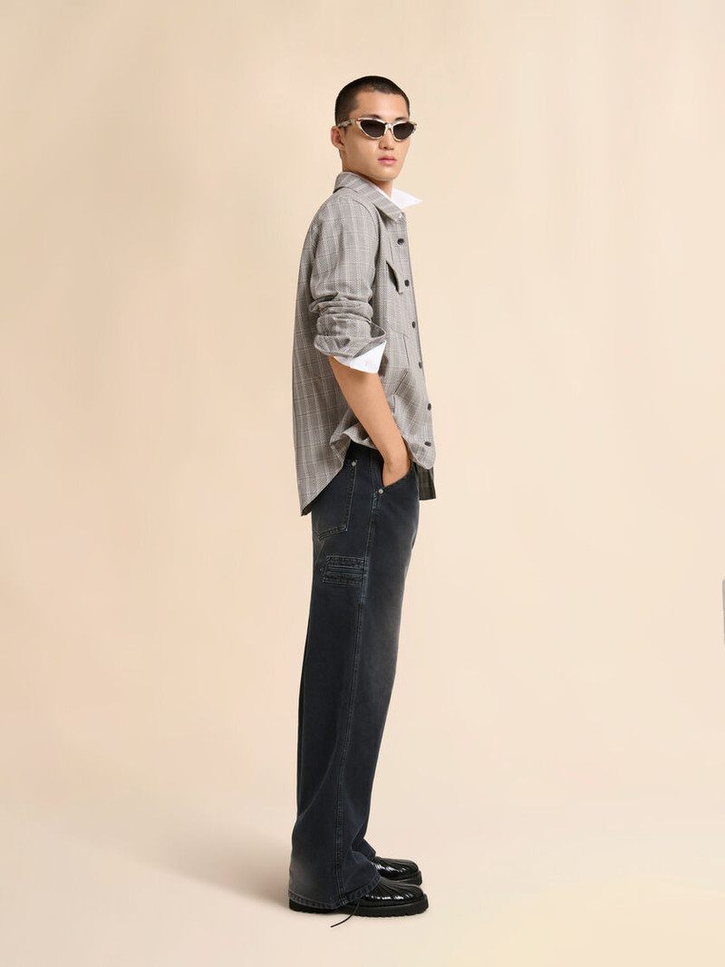 BROWN WOOL SHIRT WITH TARTAN CHECK 5
