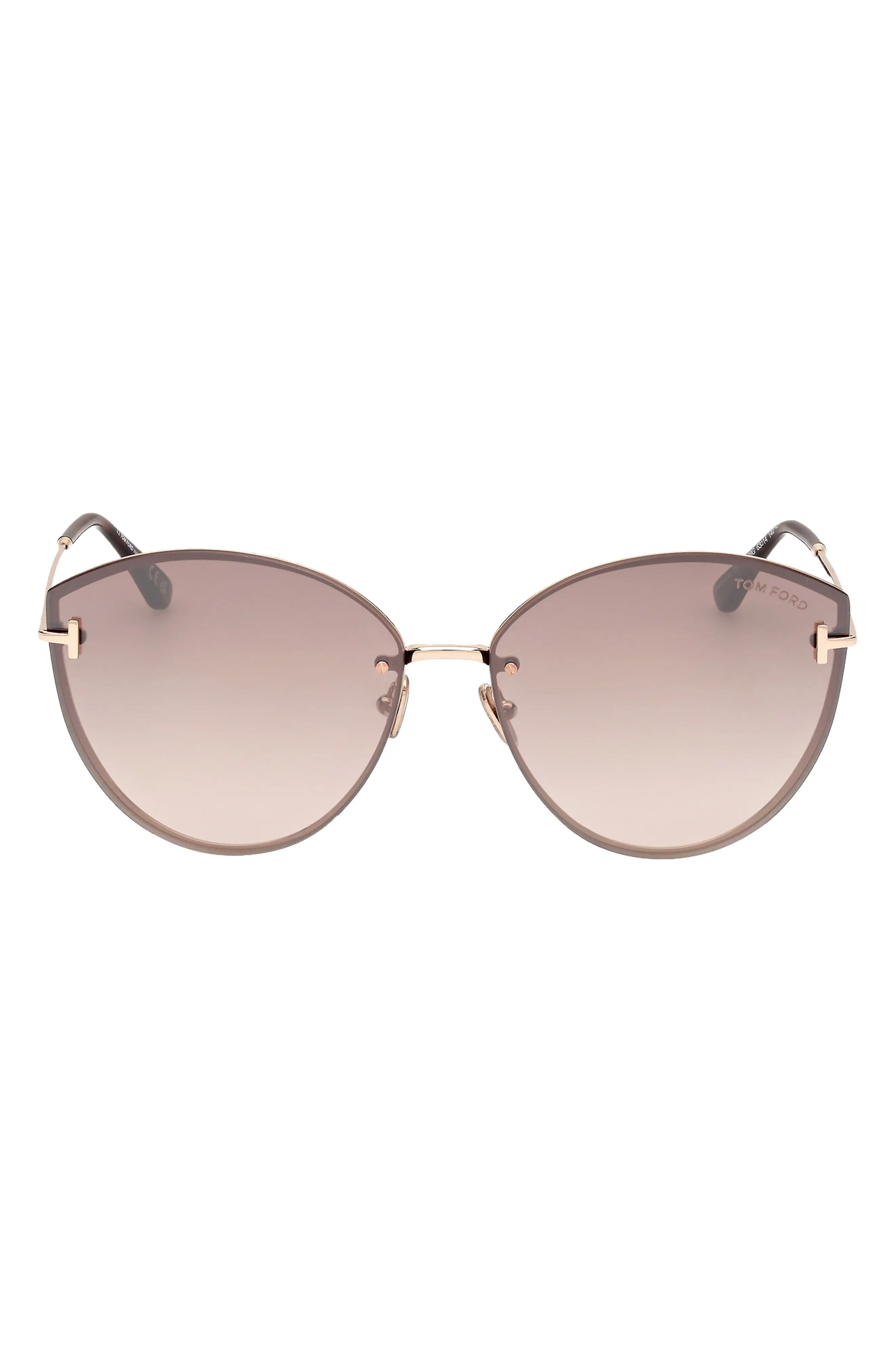 Evangeline 63mm Oversize Gradient Cat Eye Sunglasses in Shiny Rose Gold /Brown Gold - 1