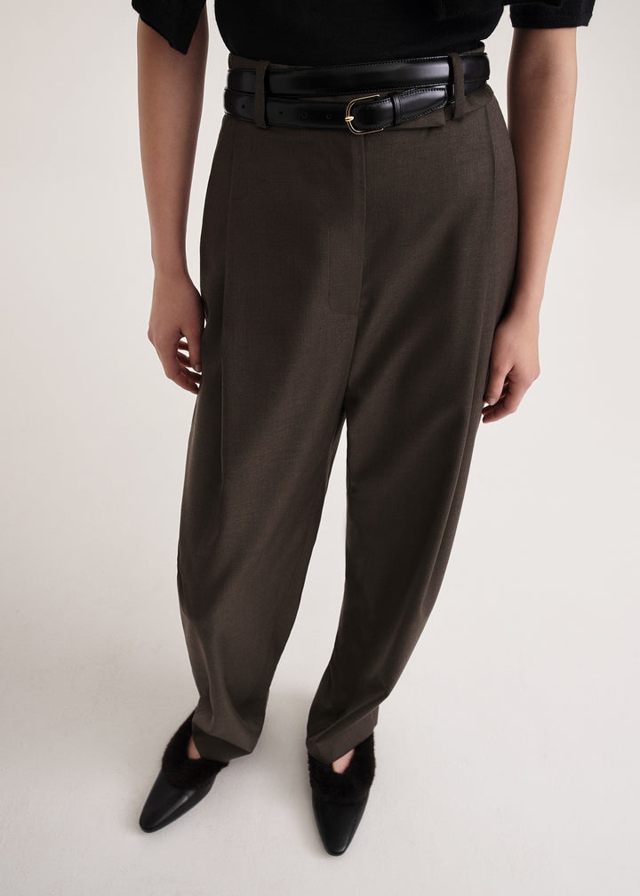 Fluid wool button trousers mole - 6