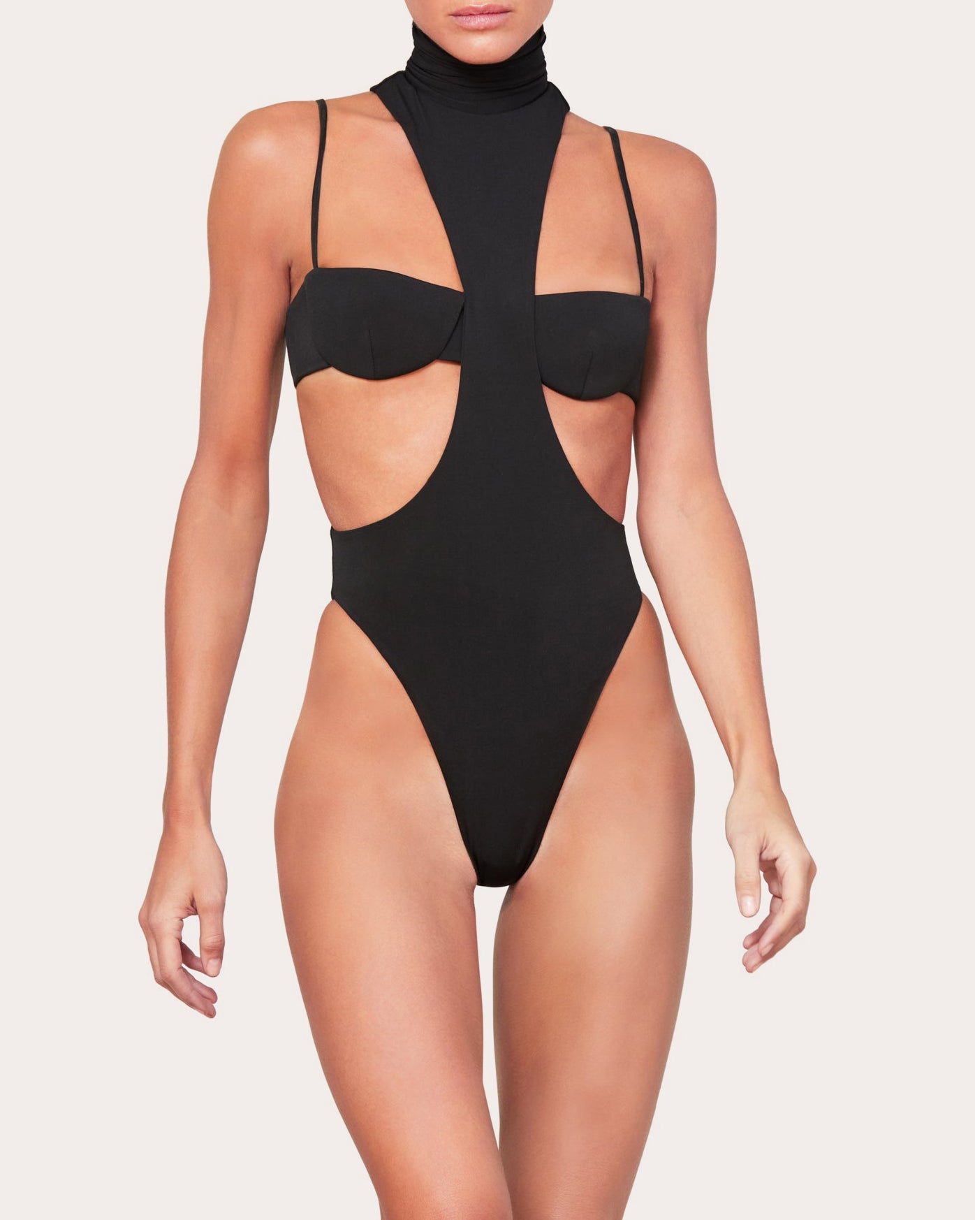 Mock Neck Cutout Jersey Bodysuit - 3