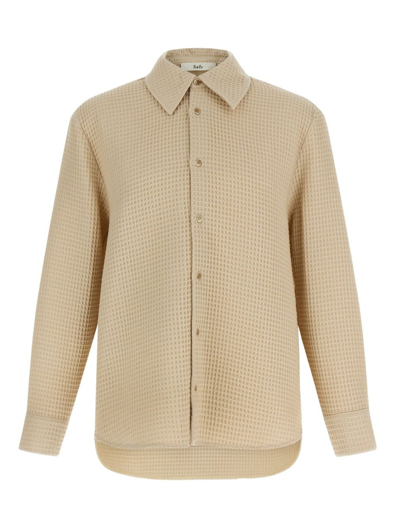 waffle-knitted buttoned shirt 1