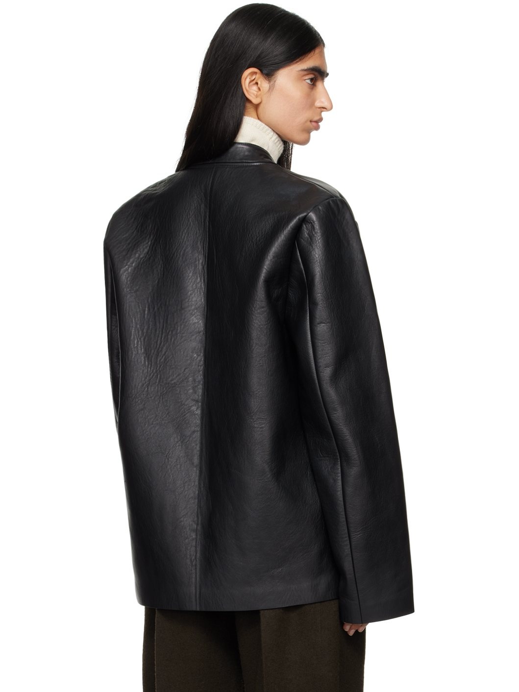 Black Bonded Leather Jacket - 3