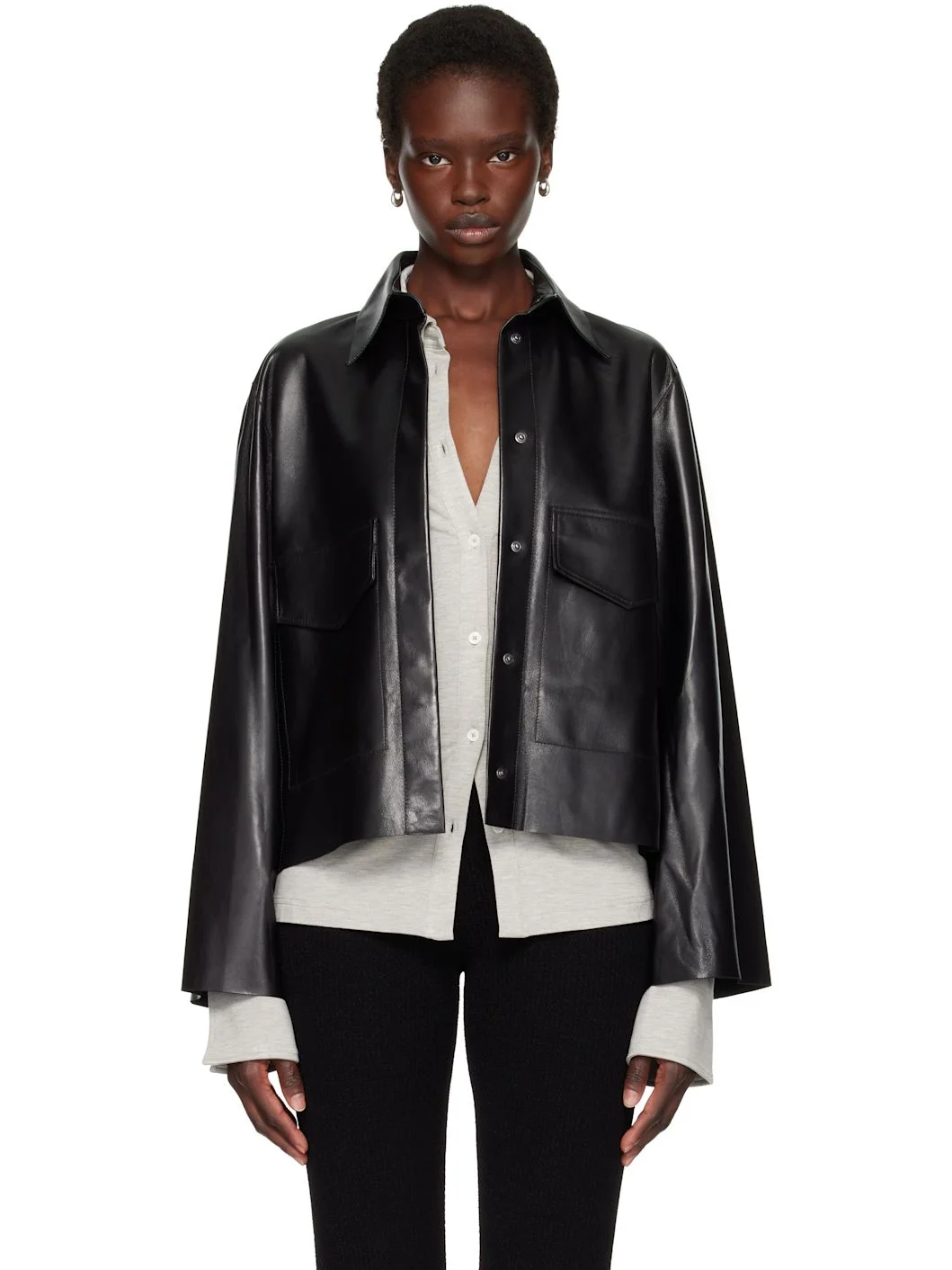 Black Darcy Leather Jacket - 1