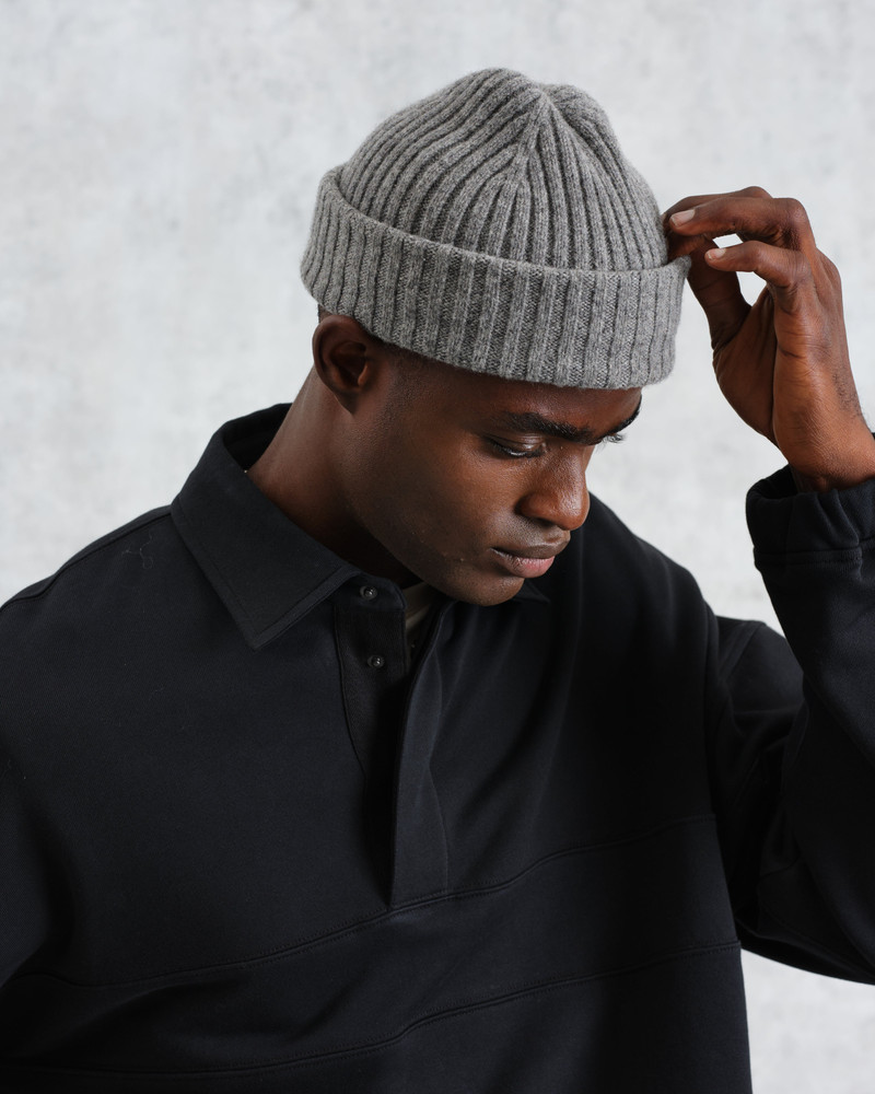 Wax London Belvoir - Grey Wool Fisherman Beanie outlook