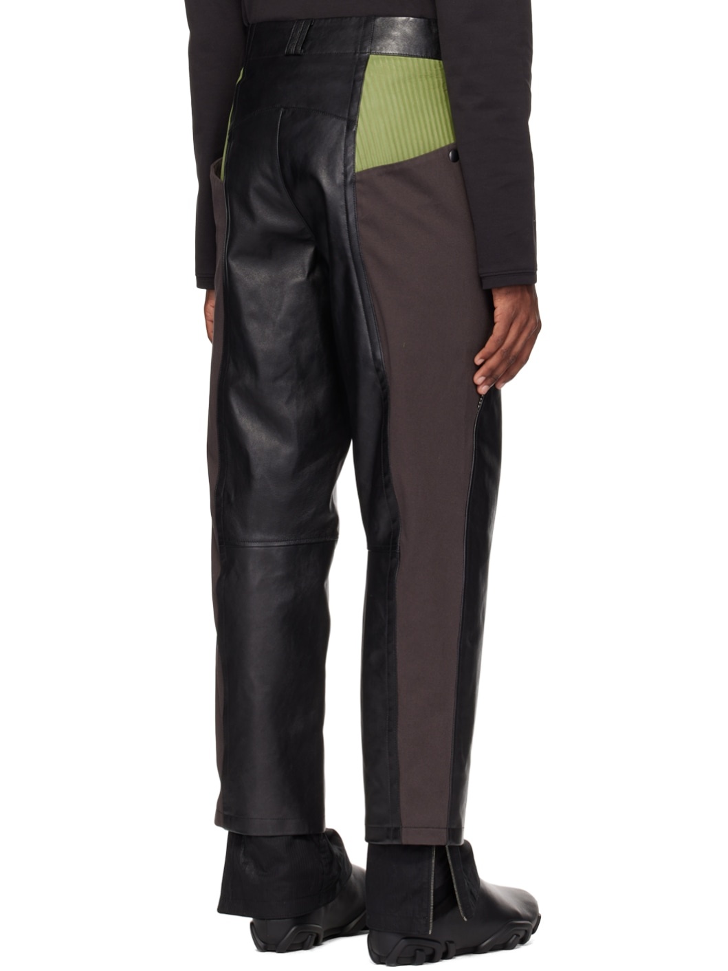 Black Kiko Kostadinov Edition Milne Leather Trousers - 3