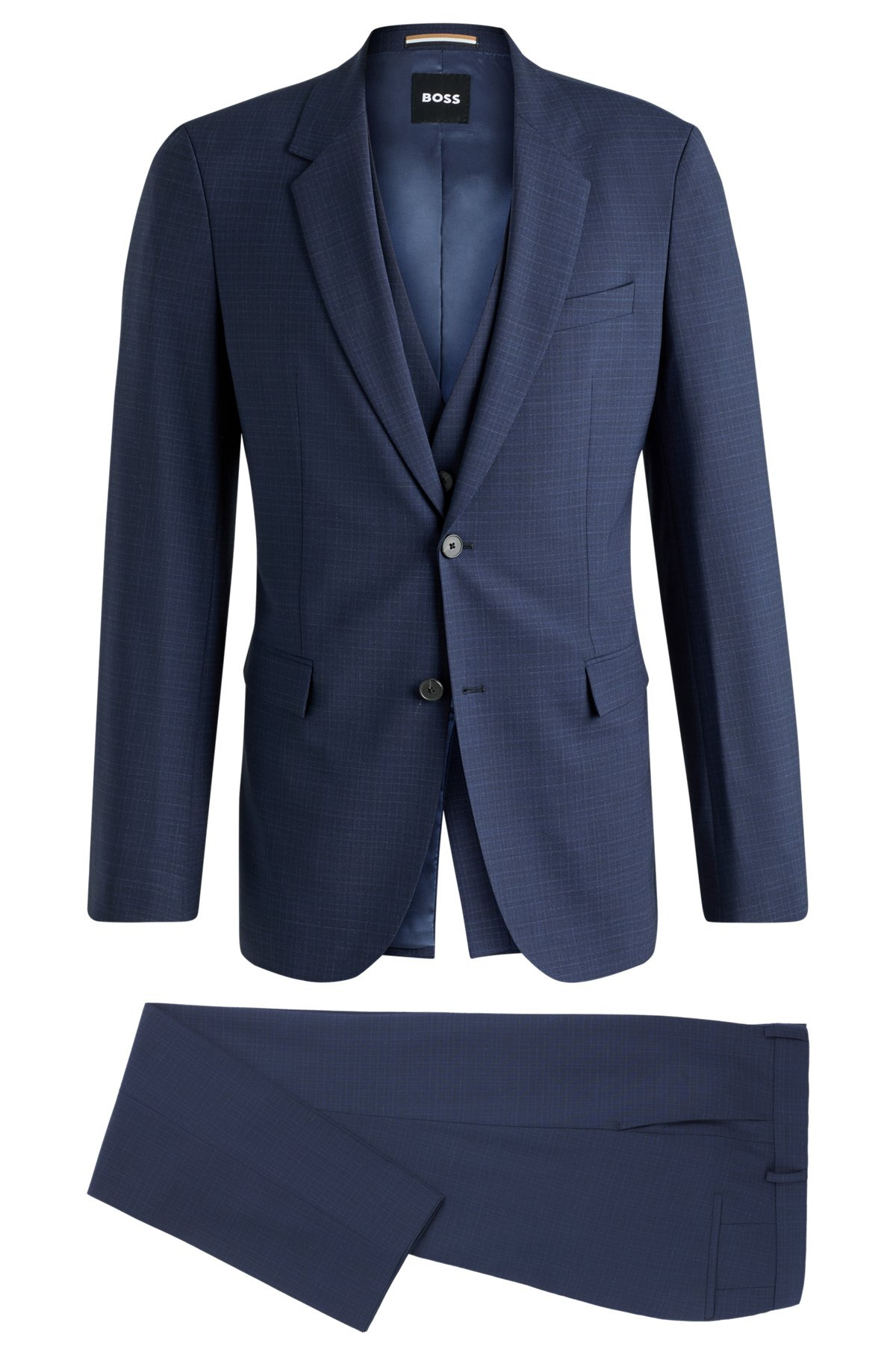 SLIM-FIT THREE-PIECE SUIT IN CHECKED STRETCH CLOTH - 8