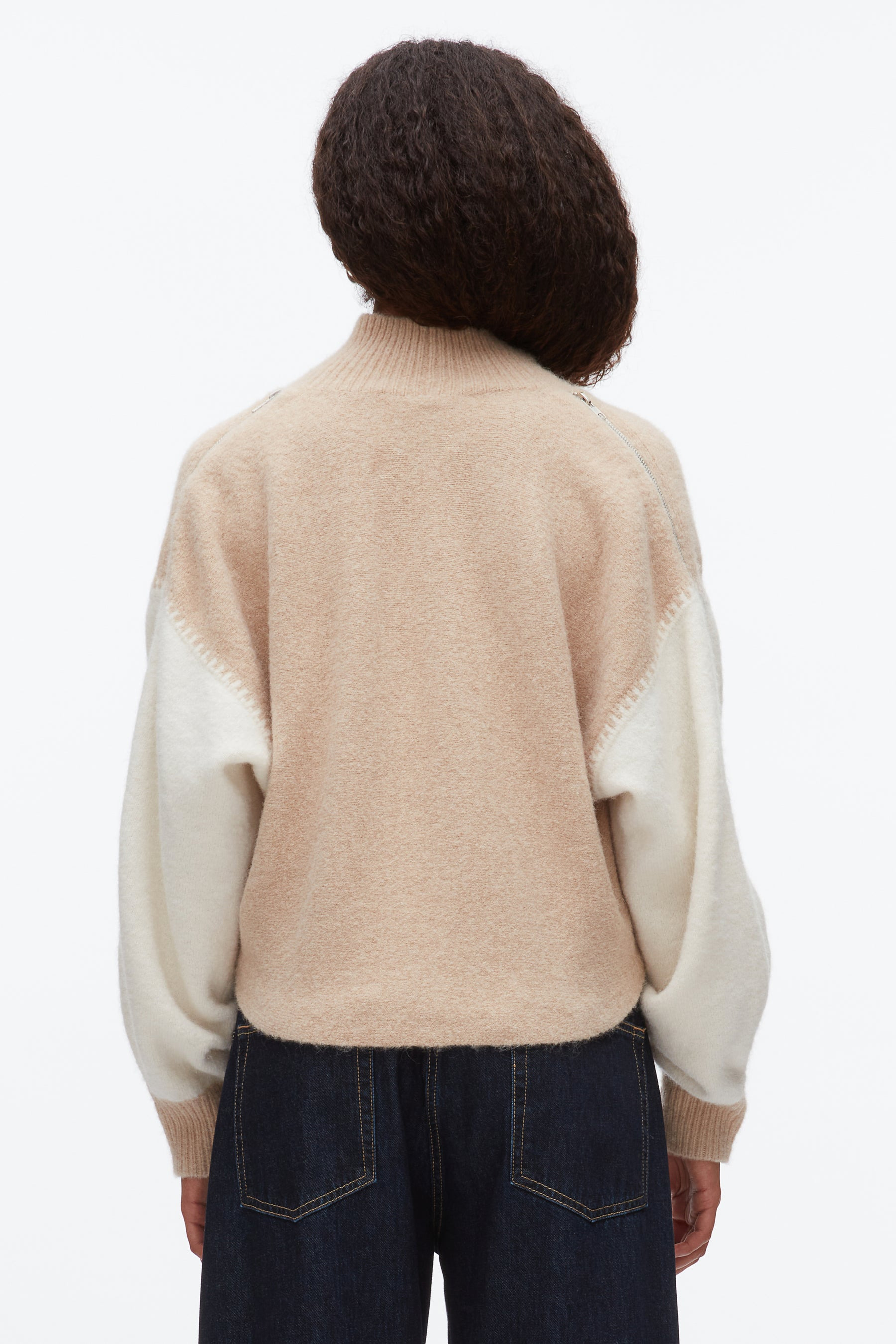 Colorblock Zip Sleeve Turtleneck - 5