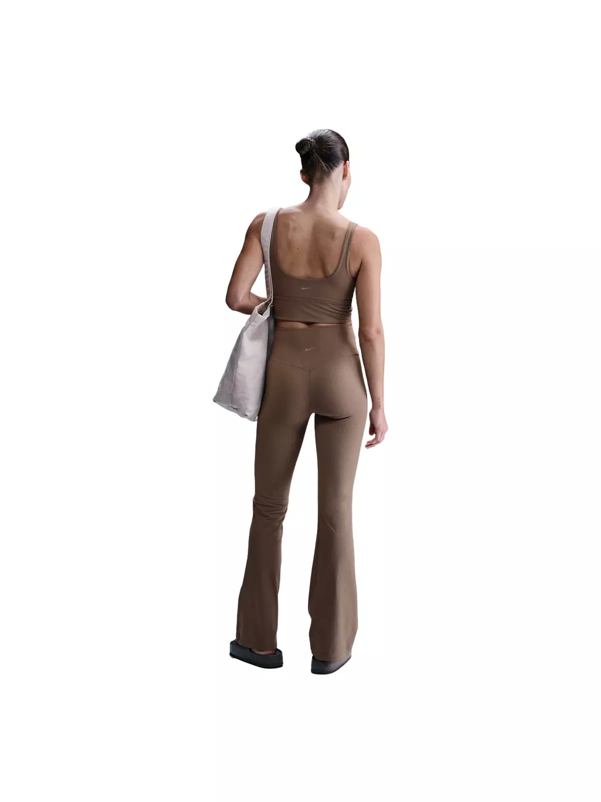 Women's Zenvy Rib Gentle-Support High-Waisted Flared Leggings-Brown - 2