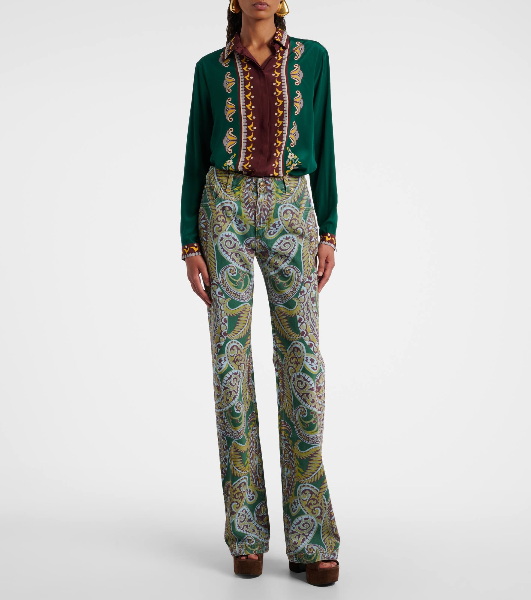 Paisley high-rise bootcut jeans - 7