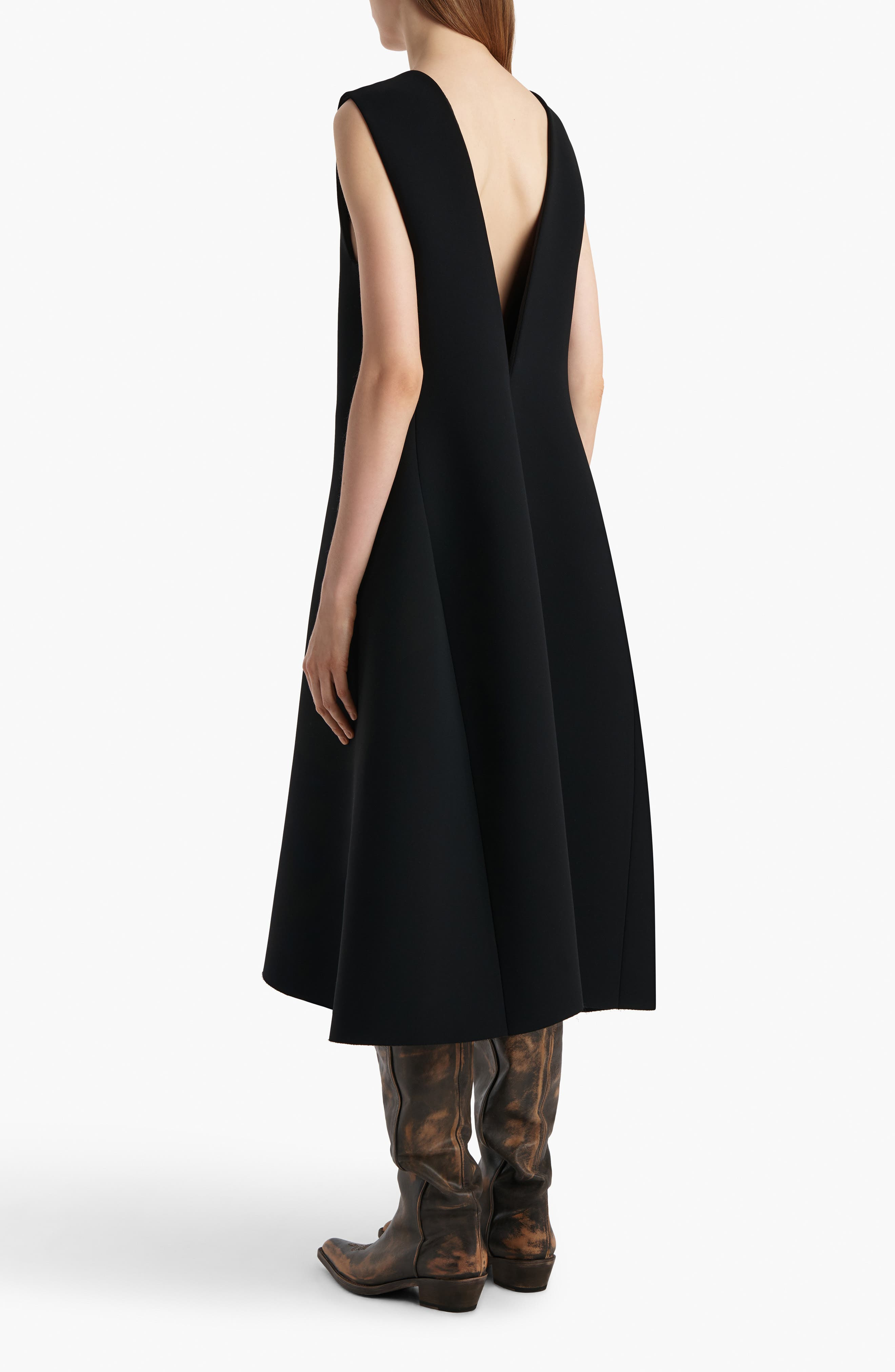 Khaite Medow Double Face Crepe Fit & Flare Midi Dress in Black at Nordstrom - 2