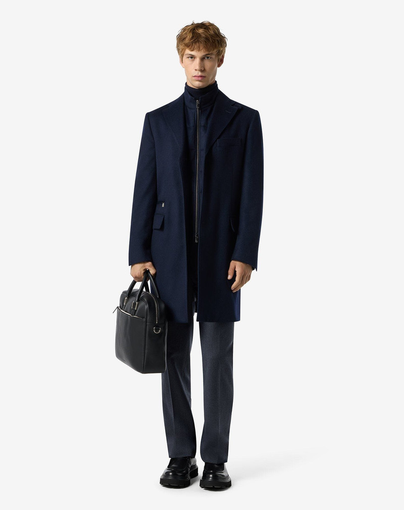 CORNELIANI China blue cashmere coat with detachable vest outlook