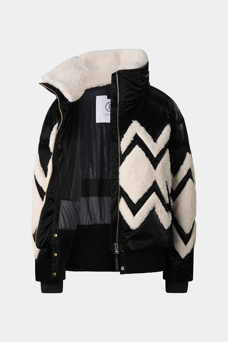 Vaia Down Ski Jacket in Black/Off-White 2