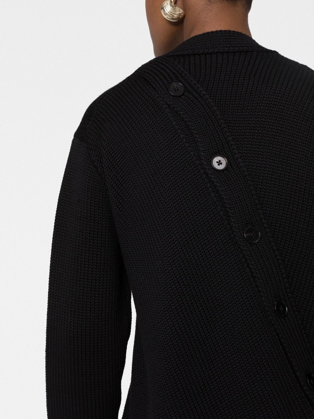 asymmetric button wool cardigan - 3
