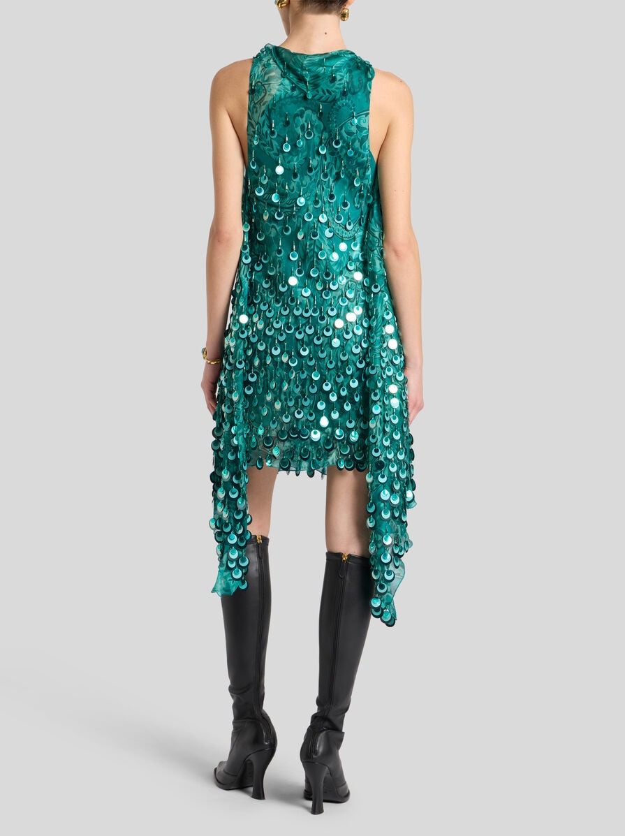 SILK MINI DRESS WITH SEQUIN EMBROIDERY - 4