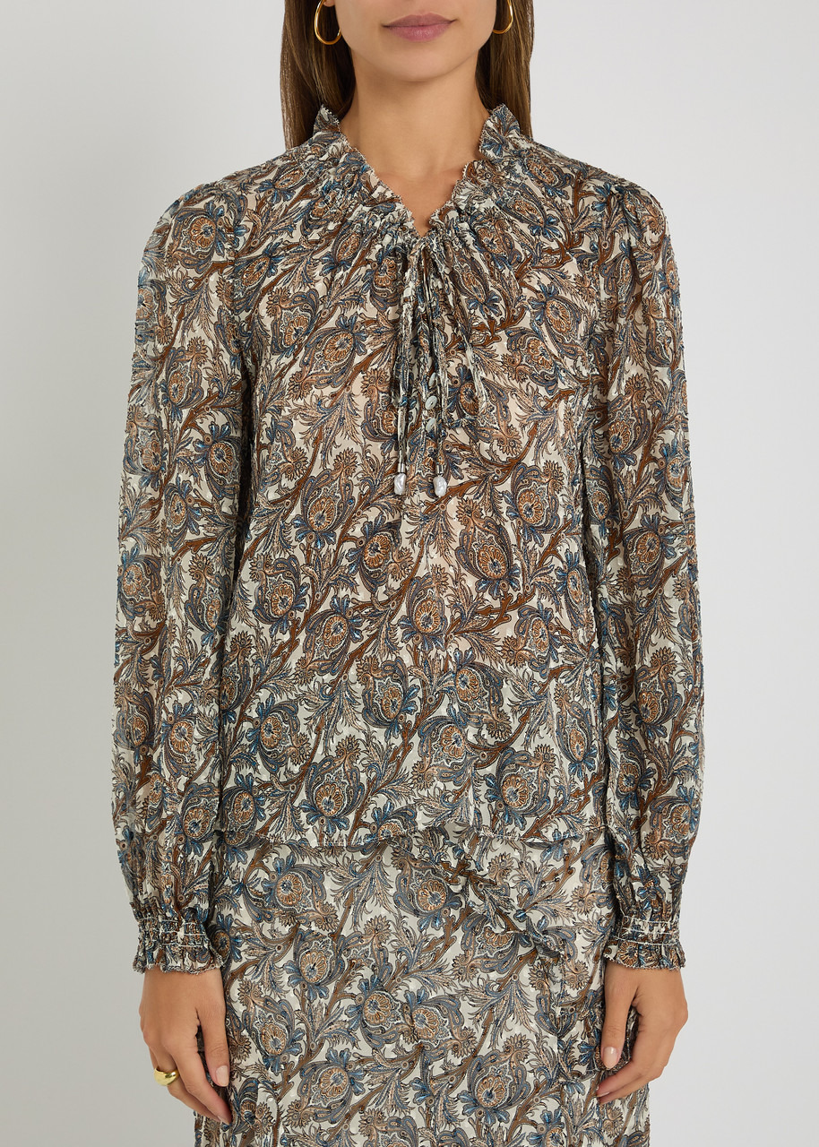 Veronica Beard Hickory Printed Silk-blend Blouse - 2