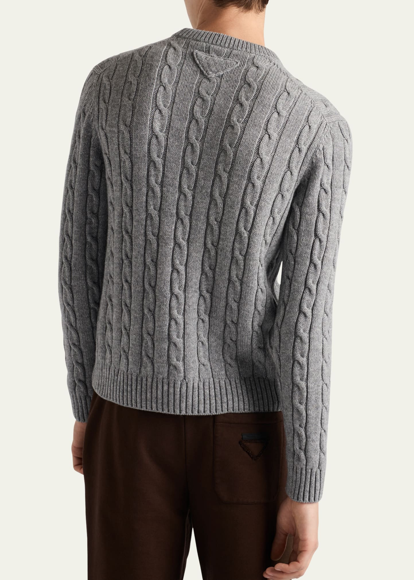 Men's Cashmere Cable Knit Crewneck Sweater - 3