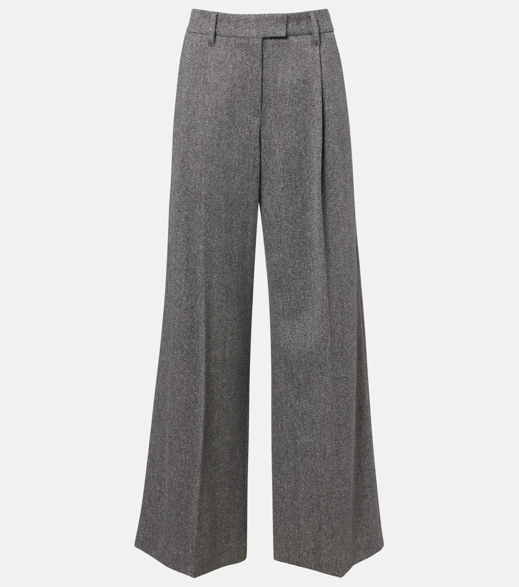 Monili herringbone wool-blend wide-leg pants - 1