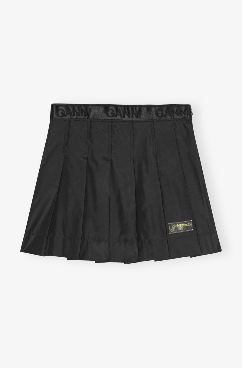 BLACK DUCHESSE NYLON PLEATED MINI SKIRT 1