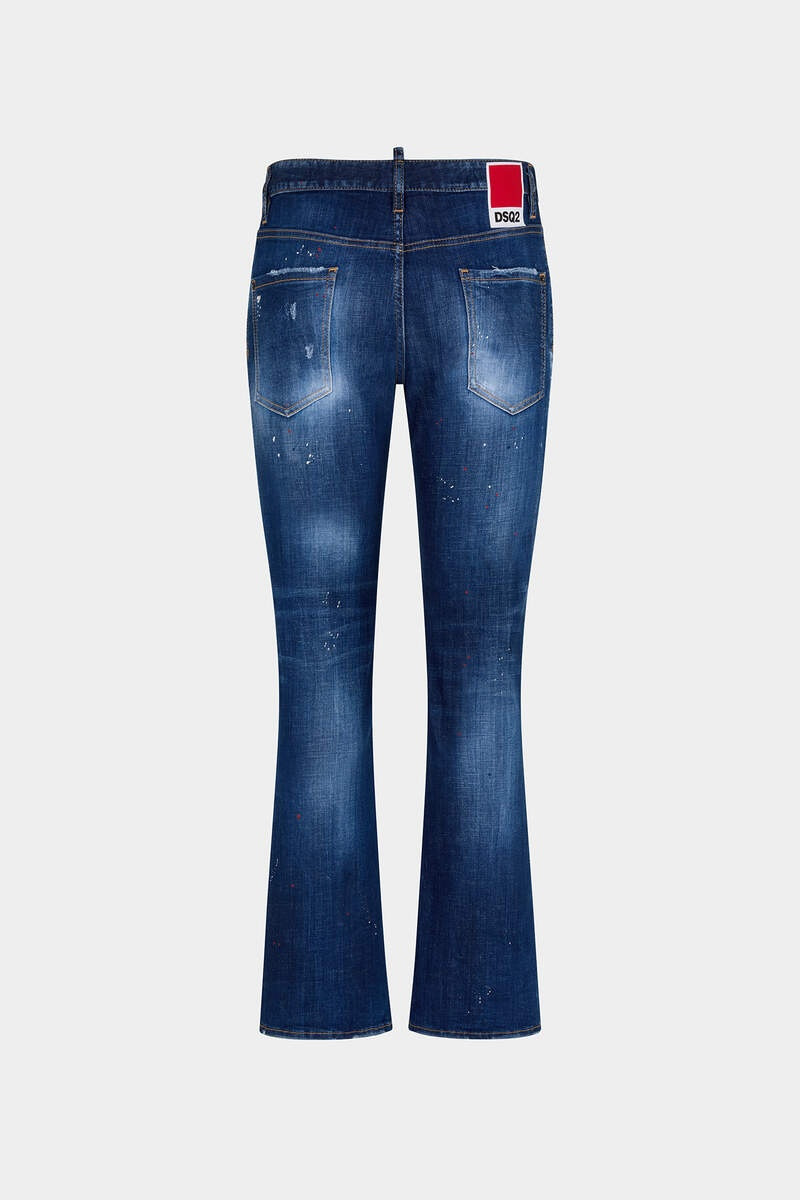DSQUARED2 MEDIUM RED SPOTS WASH FLARE BOOTCUT JEANS outlook