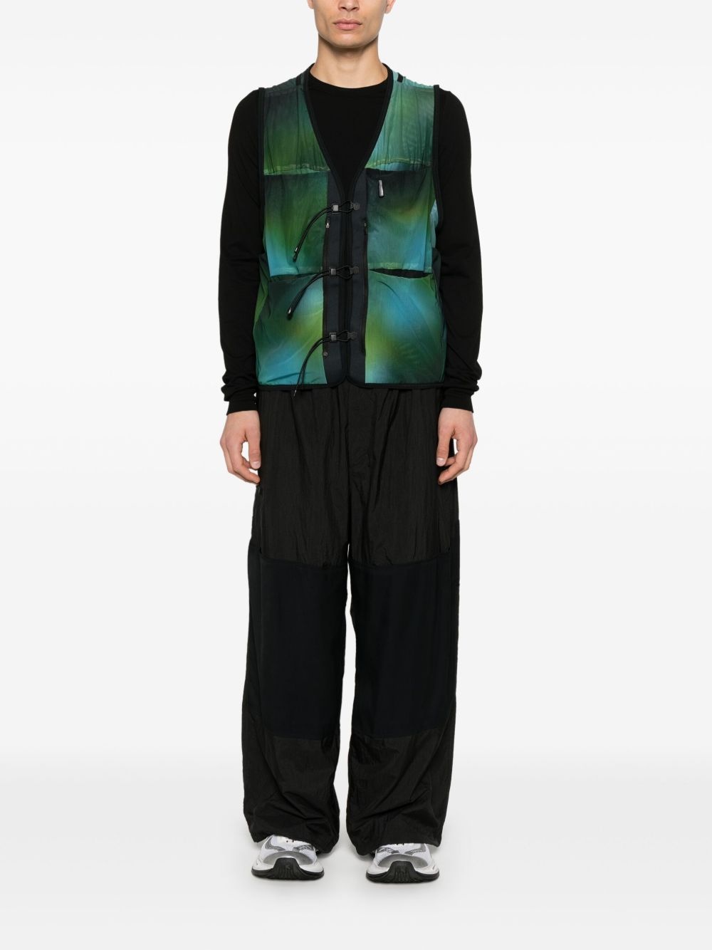 all-over print mesh vest - 2