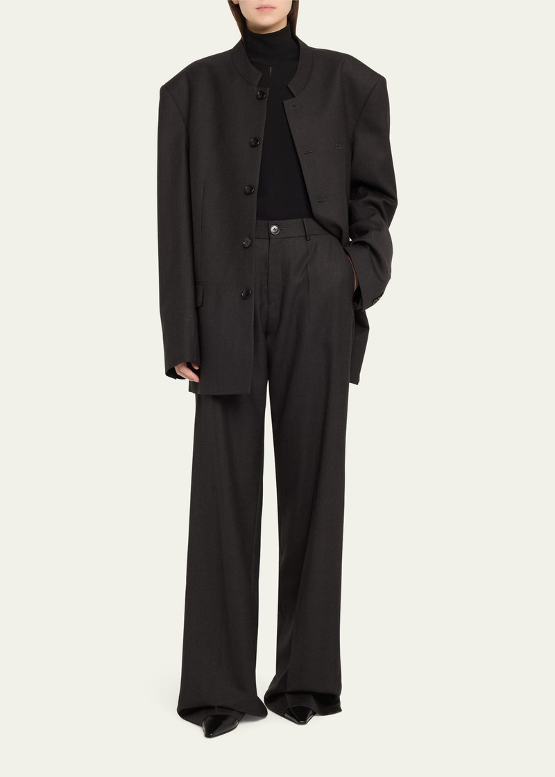 MARIE ADAM-LEENAERDT Classic Straight Leg Wool Pants outlook