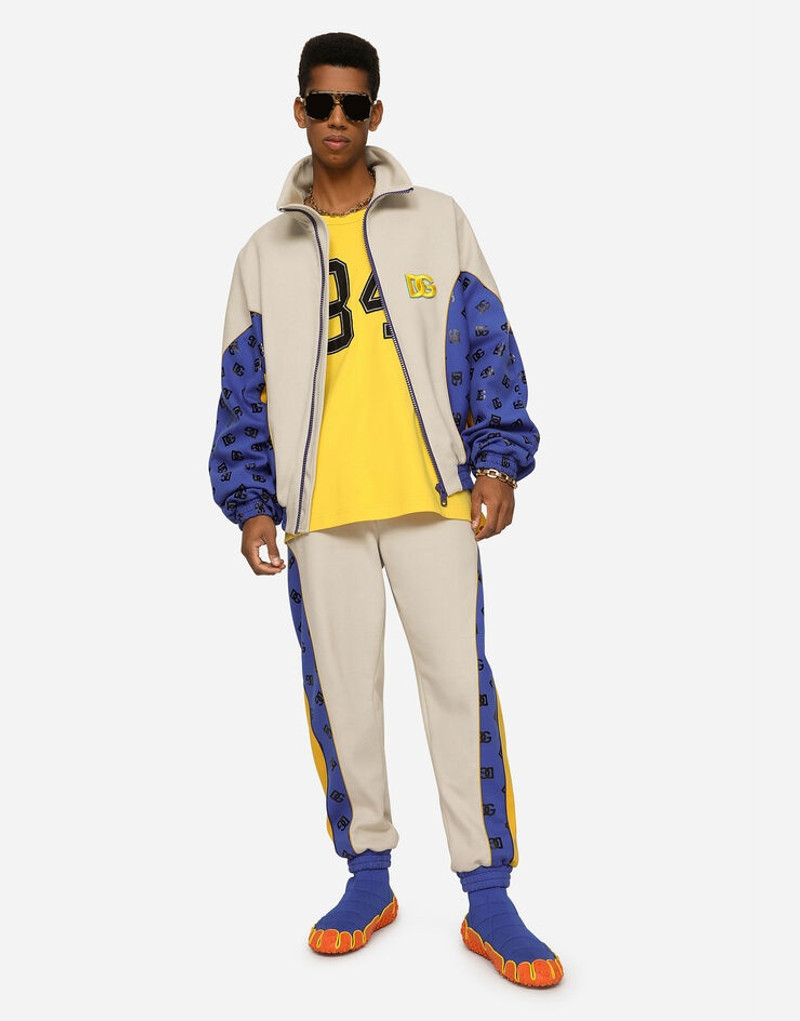 Cotton jacket with embroidered patch and print 3