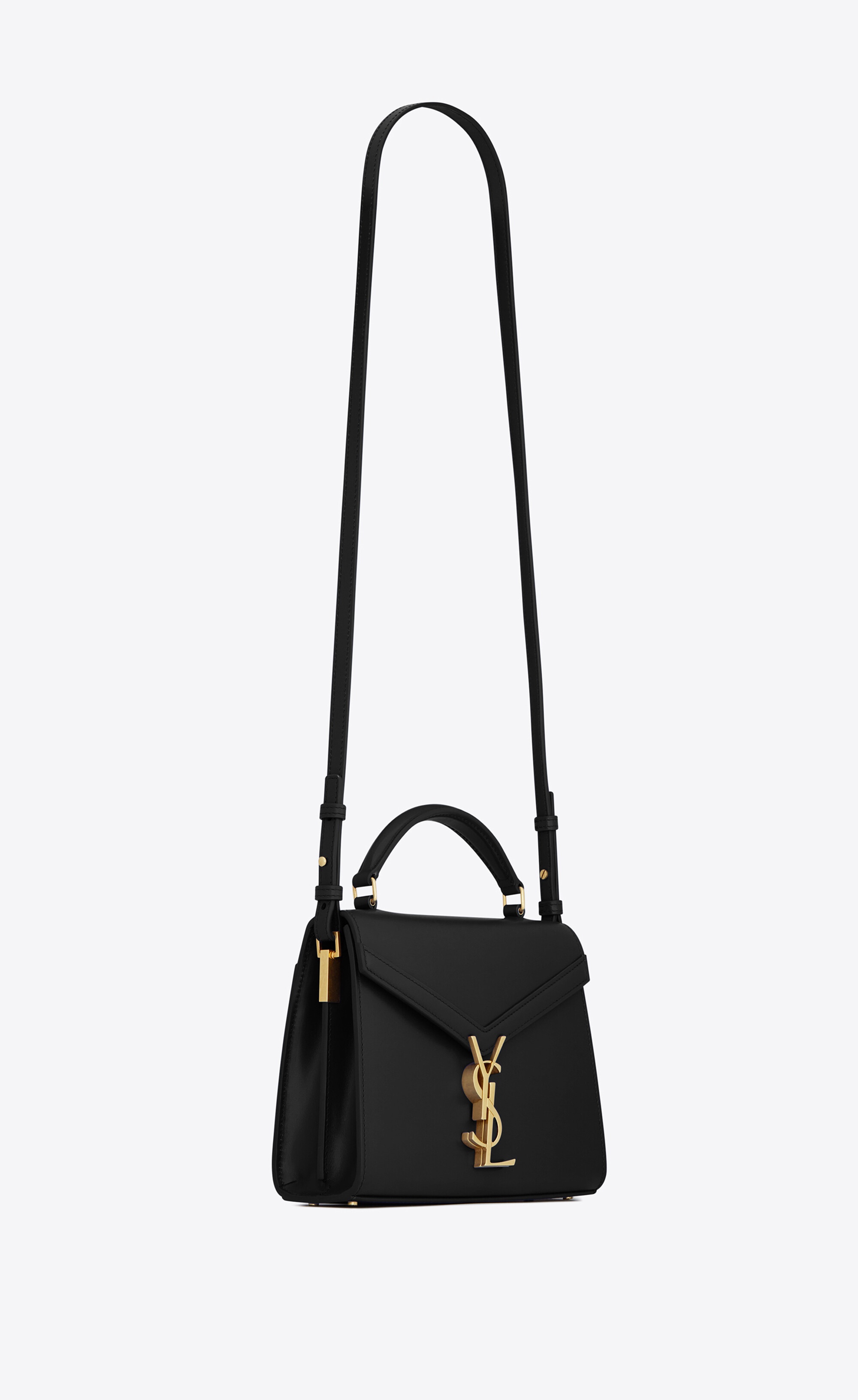 CASSANDRA Mini top handle bag in crocodile-embossed shiny leather, Saint  Laurent