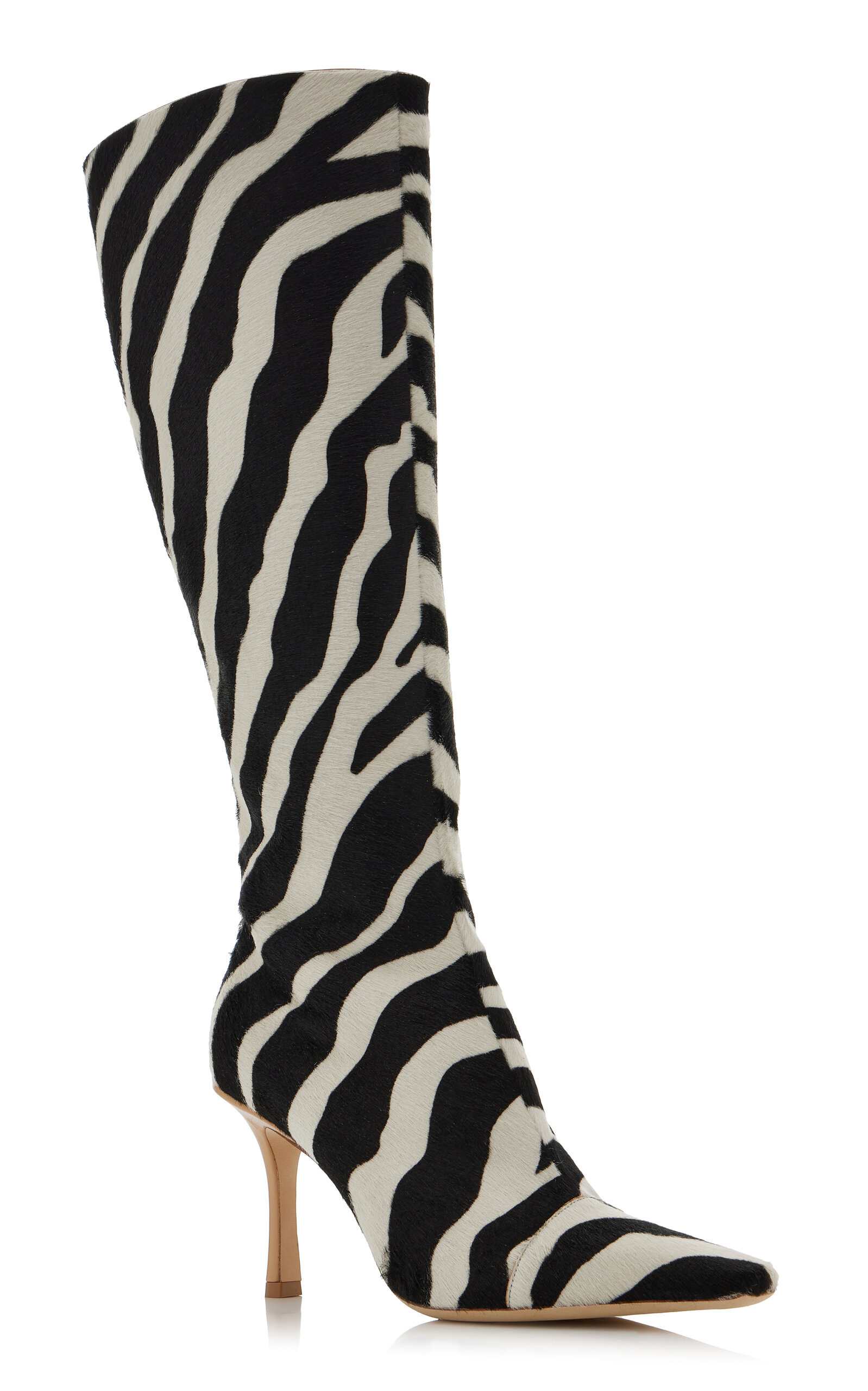 x Conner Ives Gloria Zebra-Print Pony Hair Knee Boots animal - 5