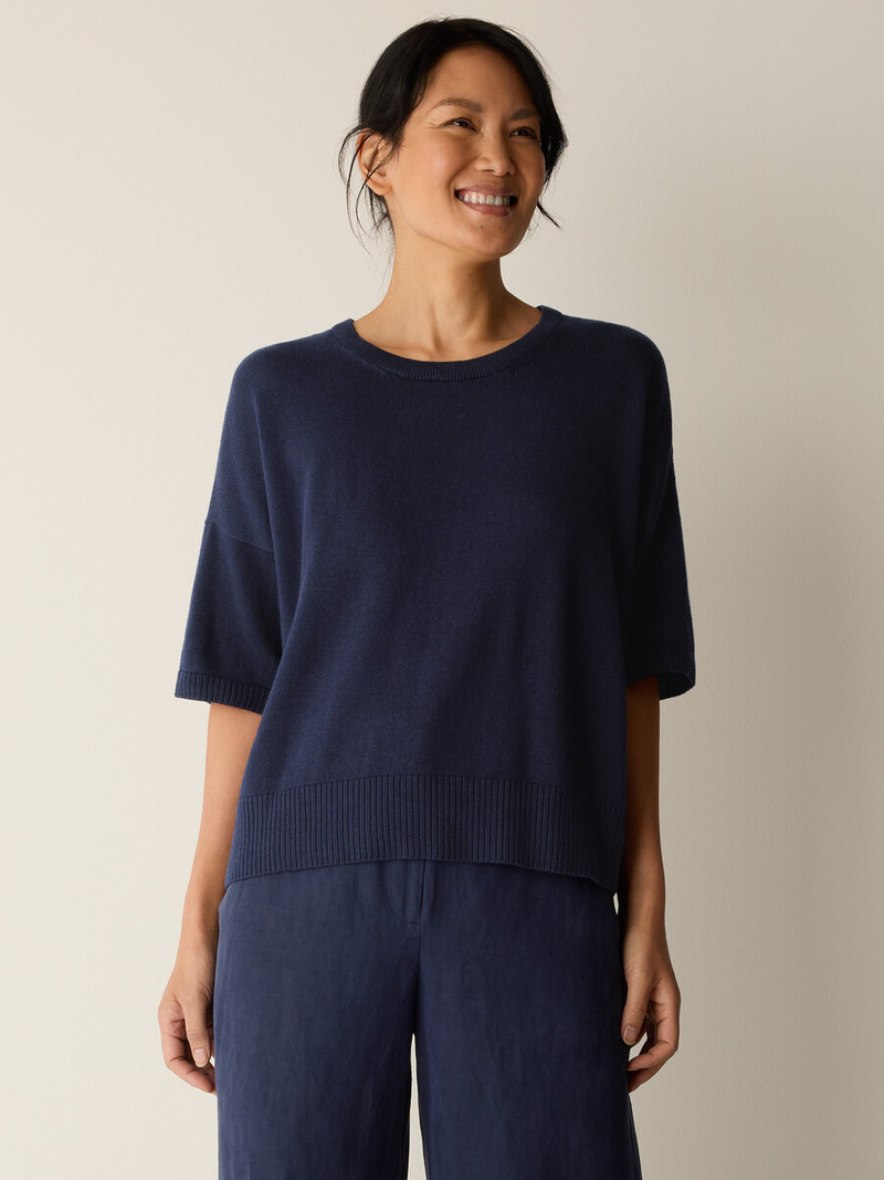 EILEEN FISHER Peruvian Cotton Blend Elbow-Sleeve Top outlook