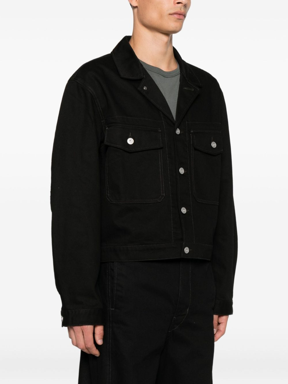 button-fastening flap-pocket jacket - 3
