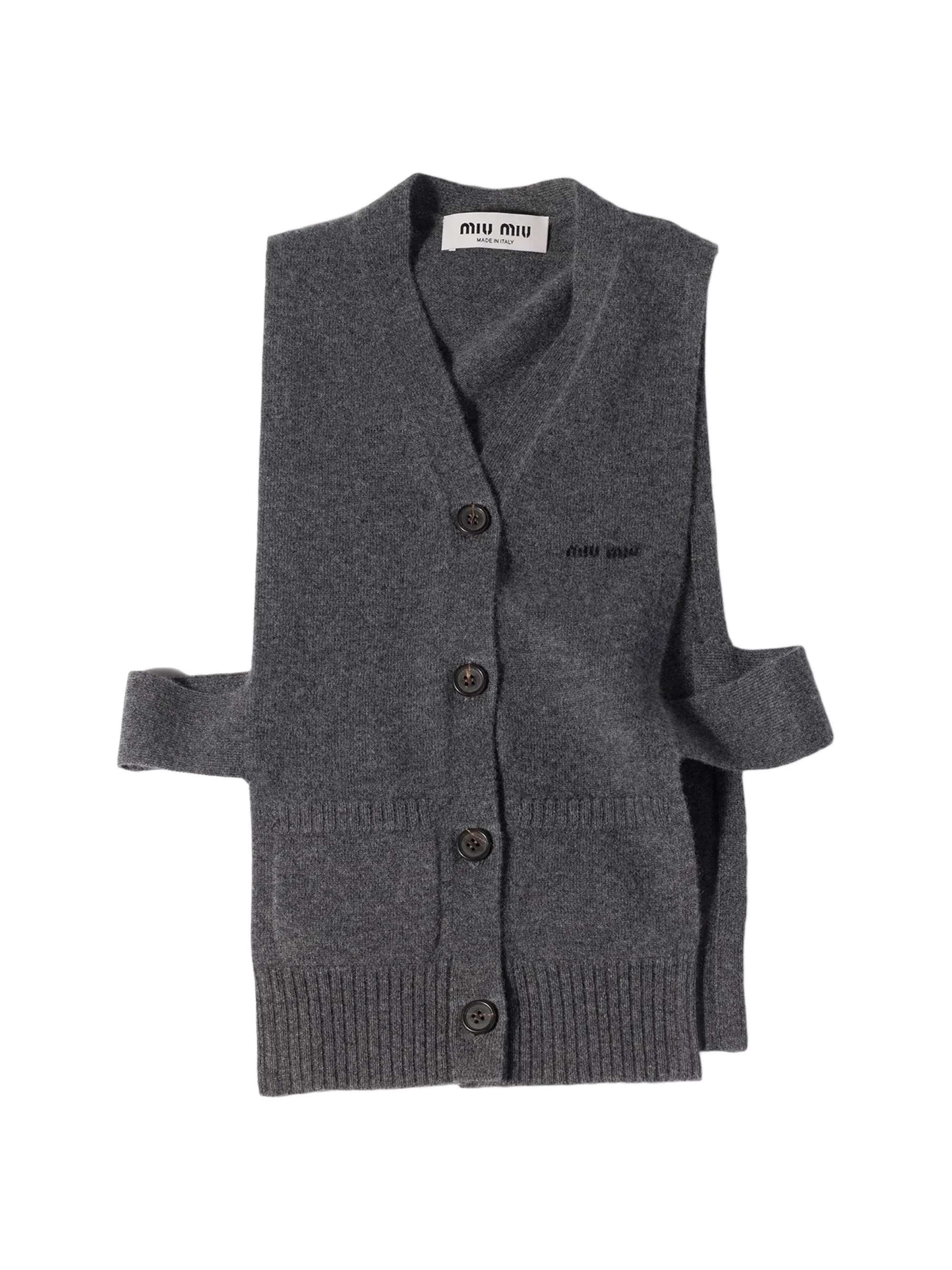 Women's Cashmere Cardigan Vest - Grey - 1