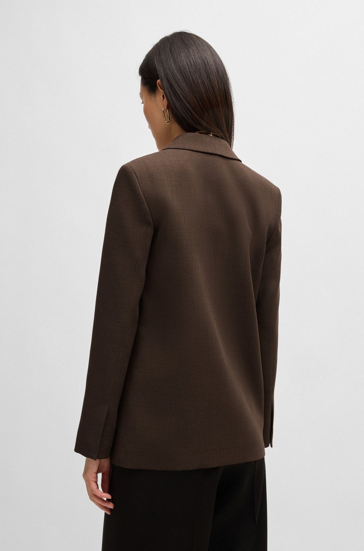 WRAP-FRONT BLAZER IN MELANGE WOOL CREPE - 4