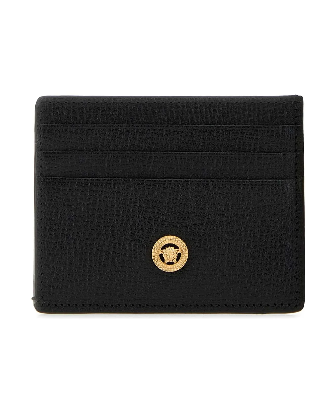 Black Leather Medusa Biggie Card Holder - 1