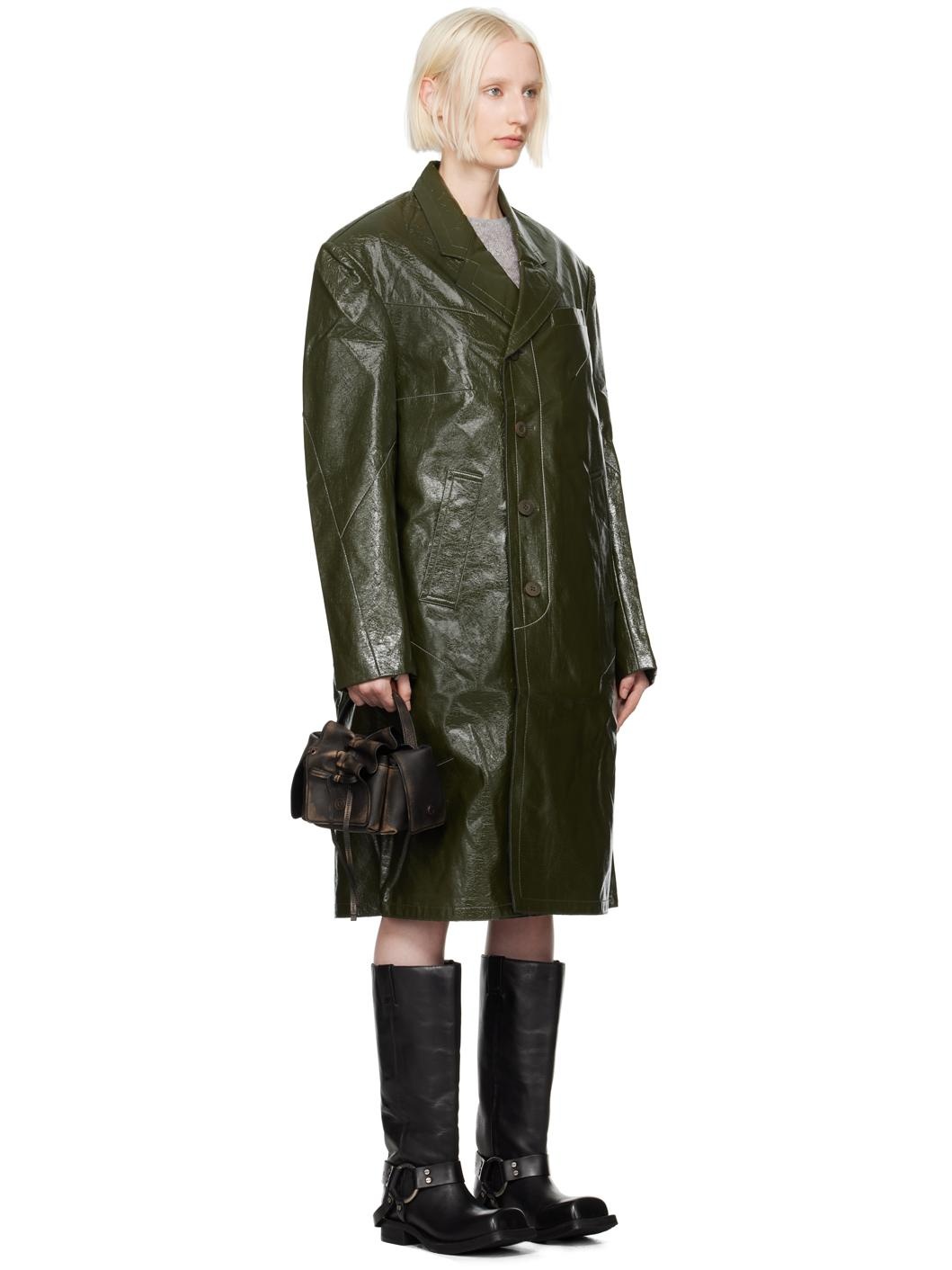 Green Mauer Faux-Leather Coat - 2
