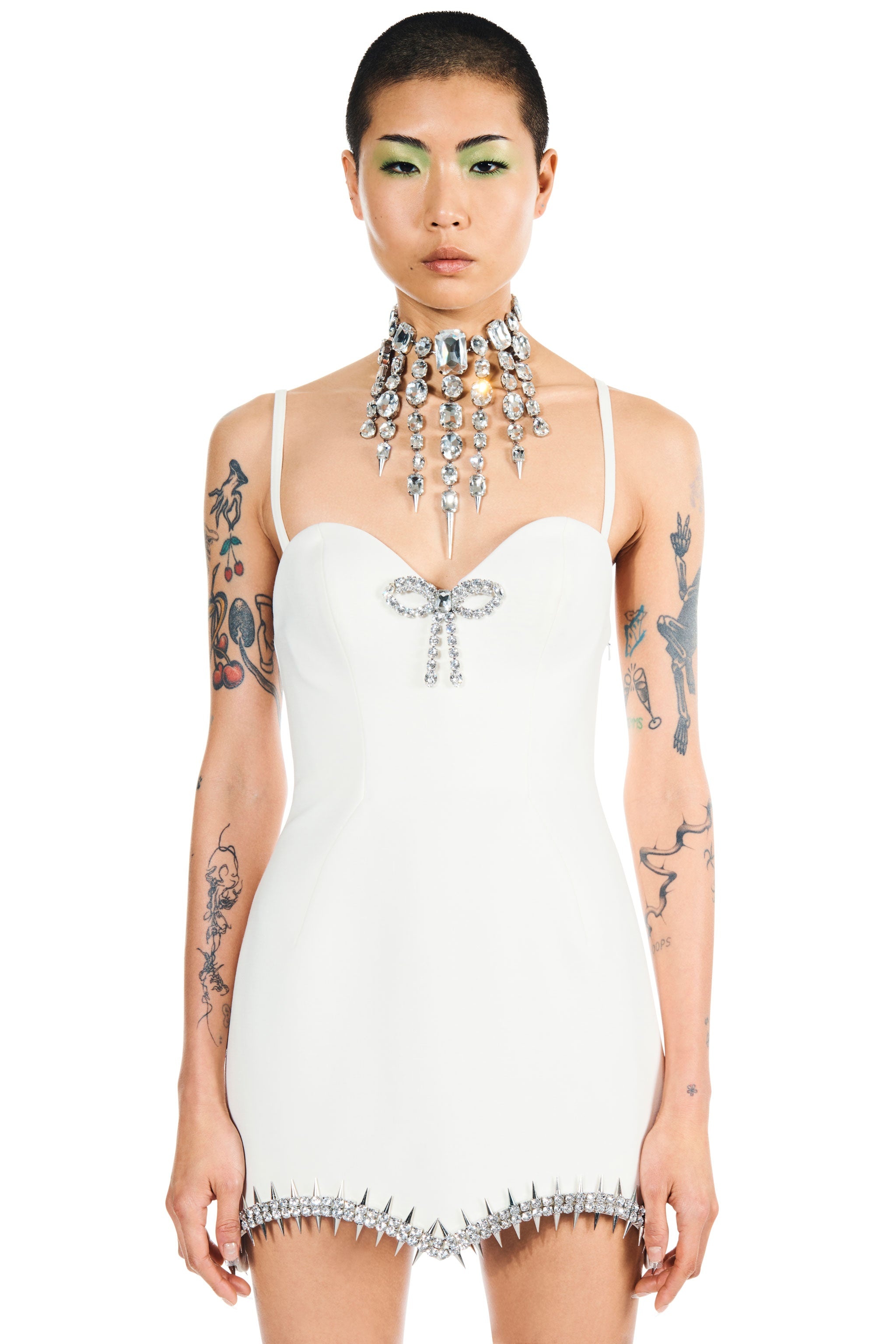 CRYSTAL SPIKE MINI DRESS - 3