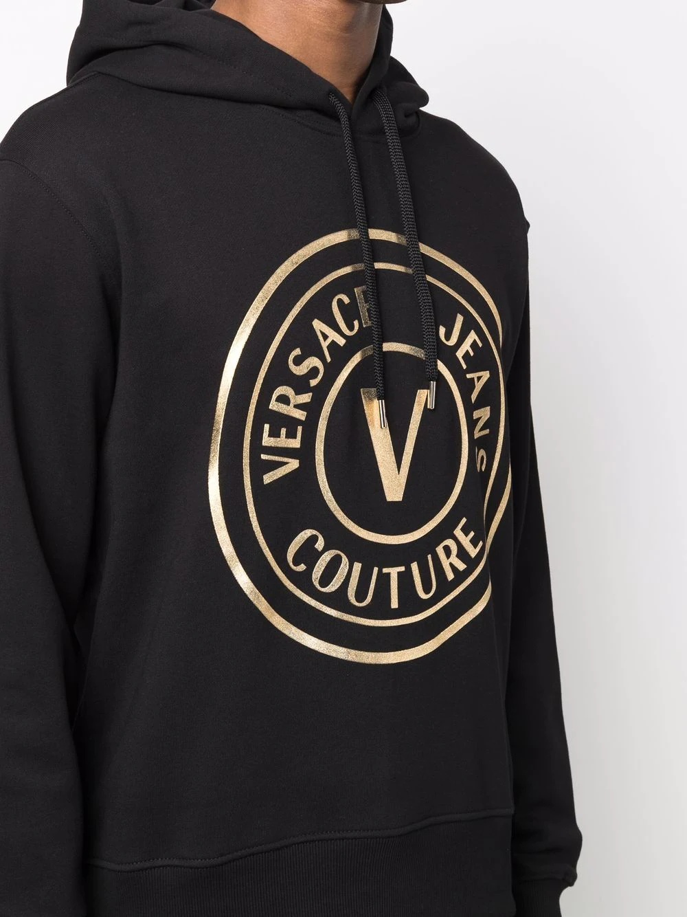 round logo cotton hoodie - 5