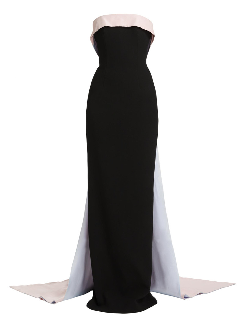 Women's Stretch-Crepe Strapless Train Gown - Black 1
