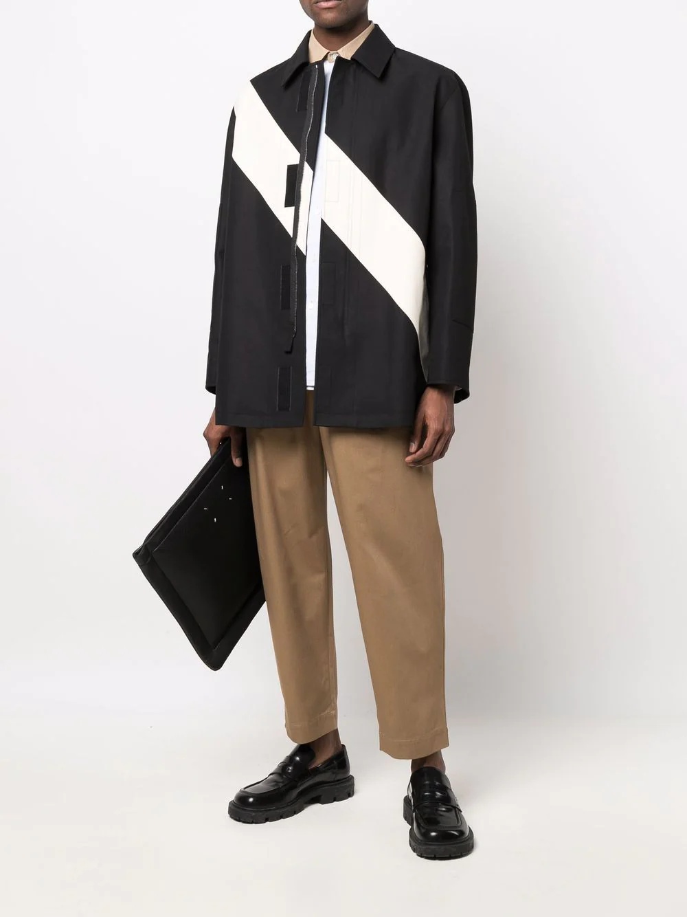 diagonal stripe zipped field jacket - 2