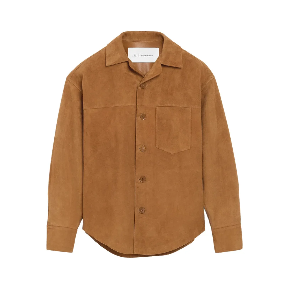 Ami Paris Brown Jackets - Leather Jackets Men - 1