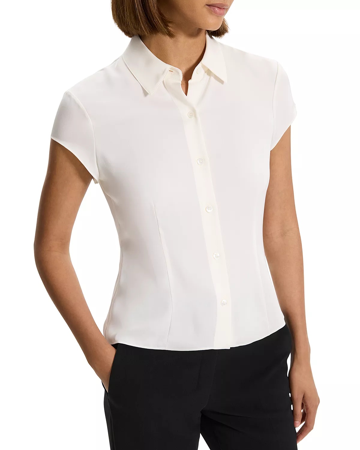 Silk Cap Sleeve Shirt - 4