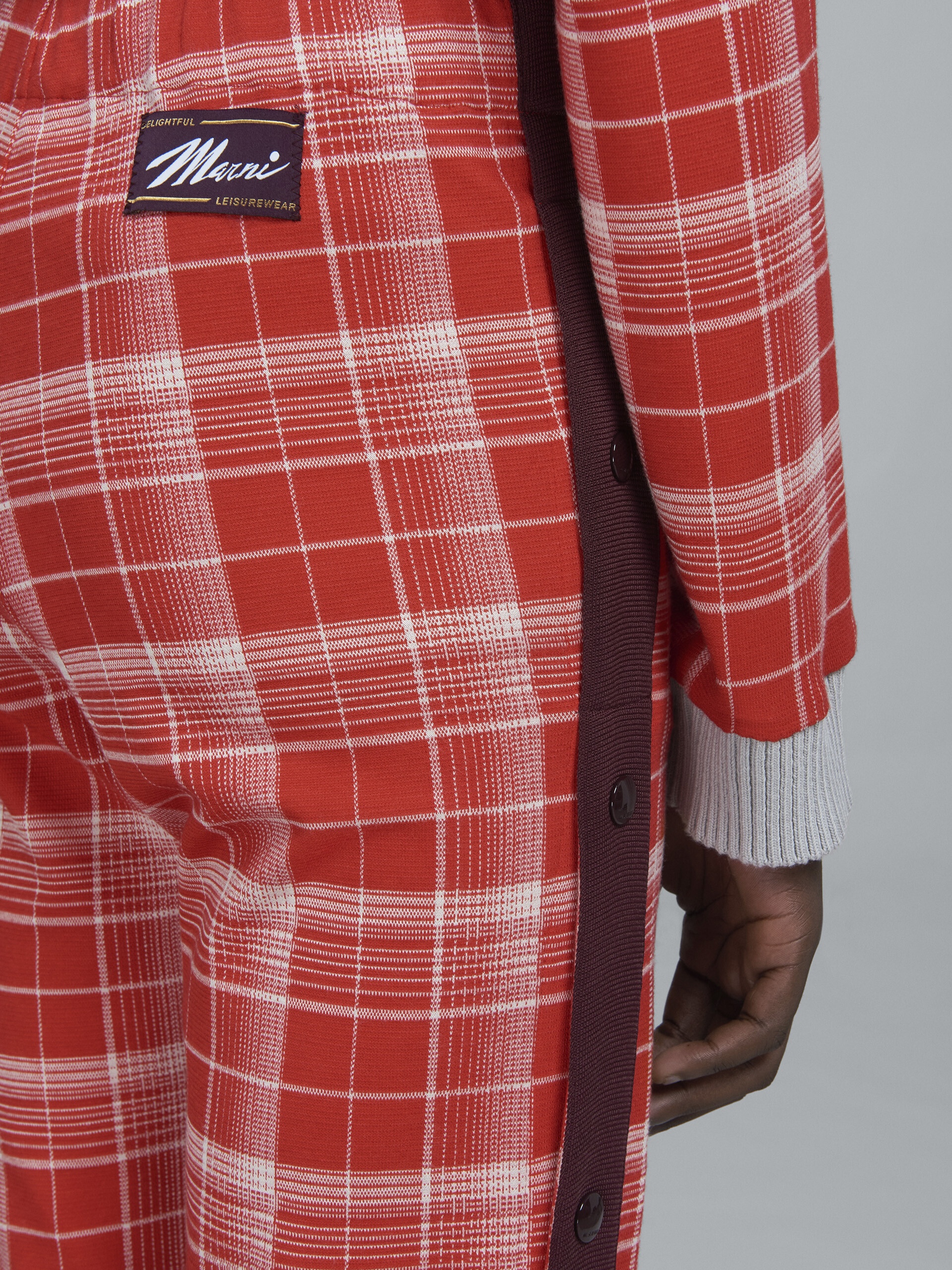 CHECK VISCOSE JERSEY PANTS - 4