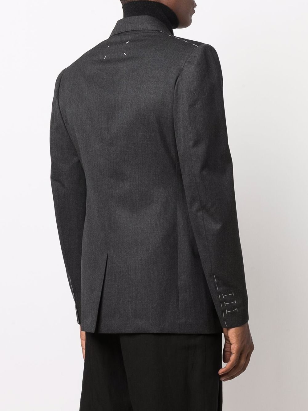 contrast-stitch single-breasted blazer - 4