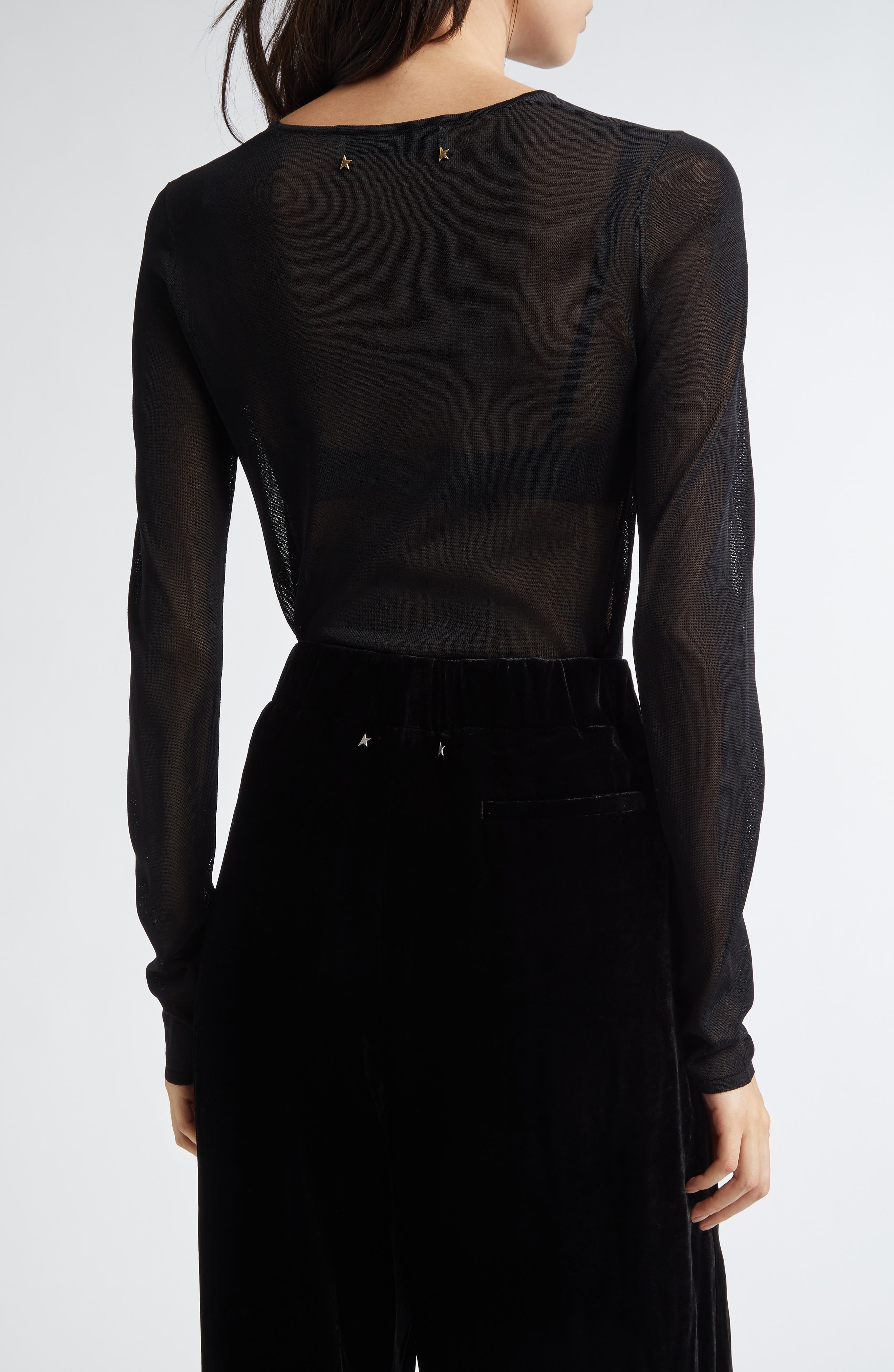 Golden Goose Journey Sheer Knit Top in Black at Nordstrom - 3