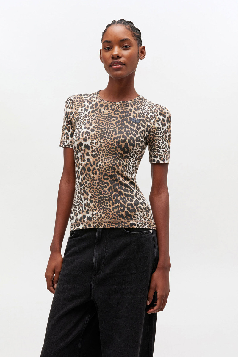 GANNI LEOPARD RIB T-SHIRT outlook