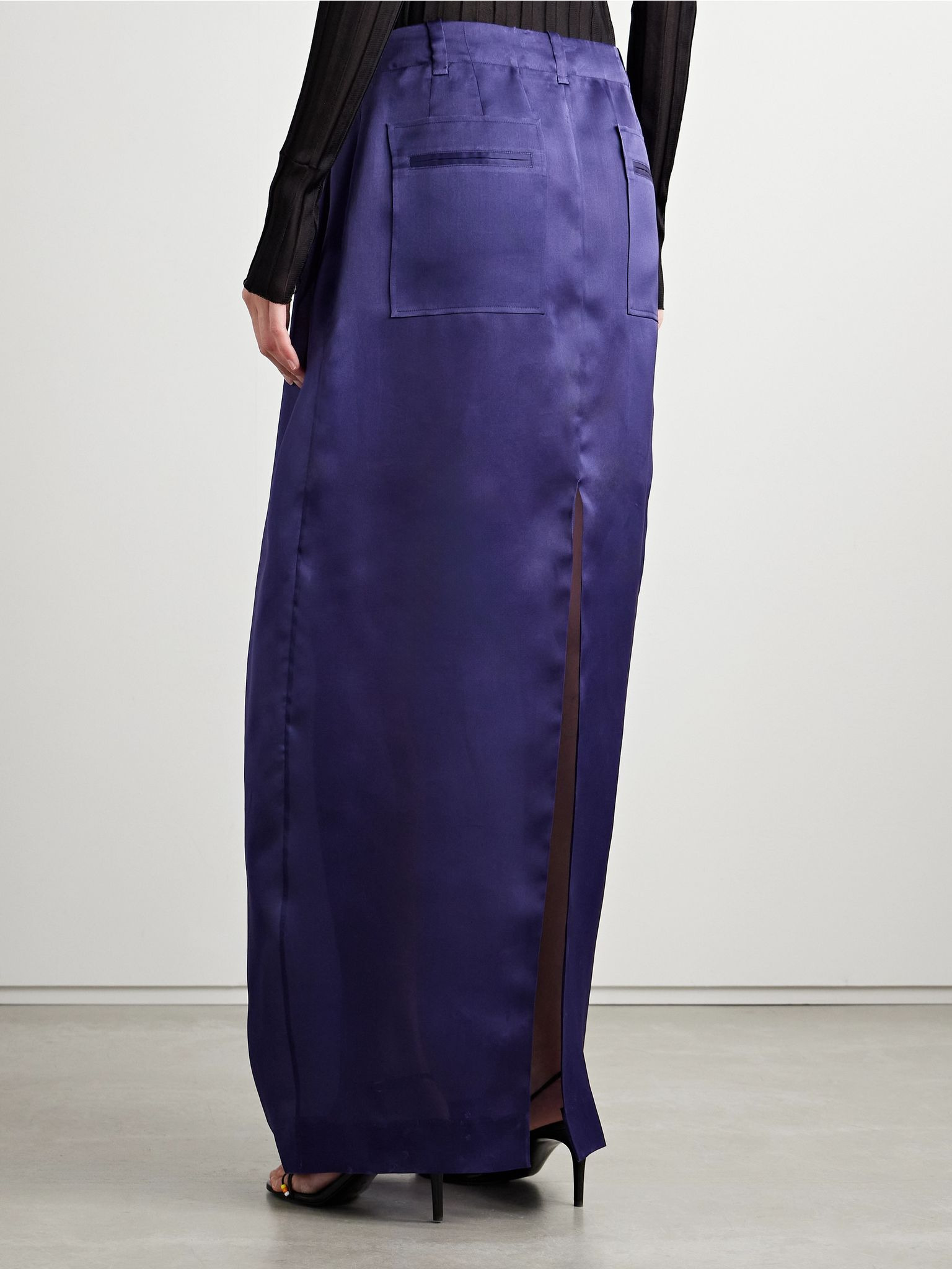 Lucian pleated silk-organza maxi skirt Blue - 4