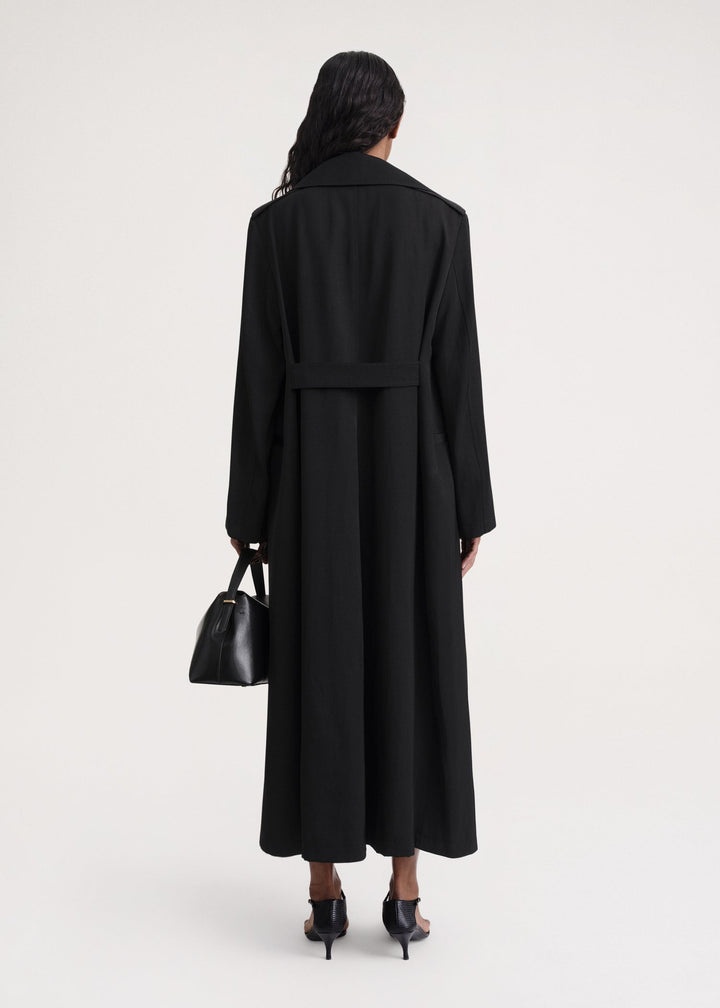 Long fluid summer coat black - 4