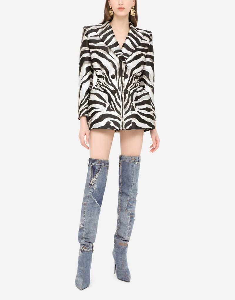 Dolce & Gabbana Double-breasted zebra-design lamé jacquard jacket outlook