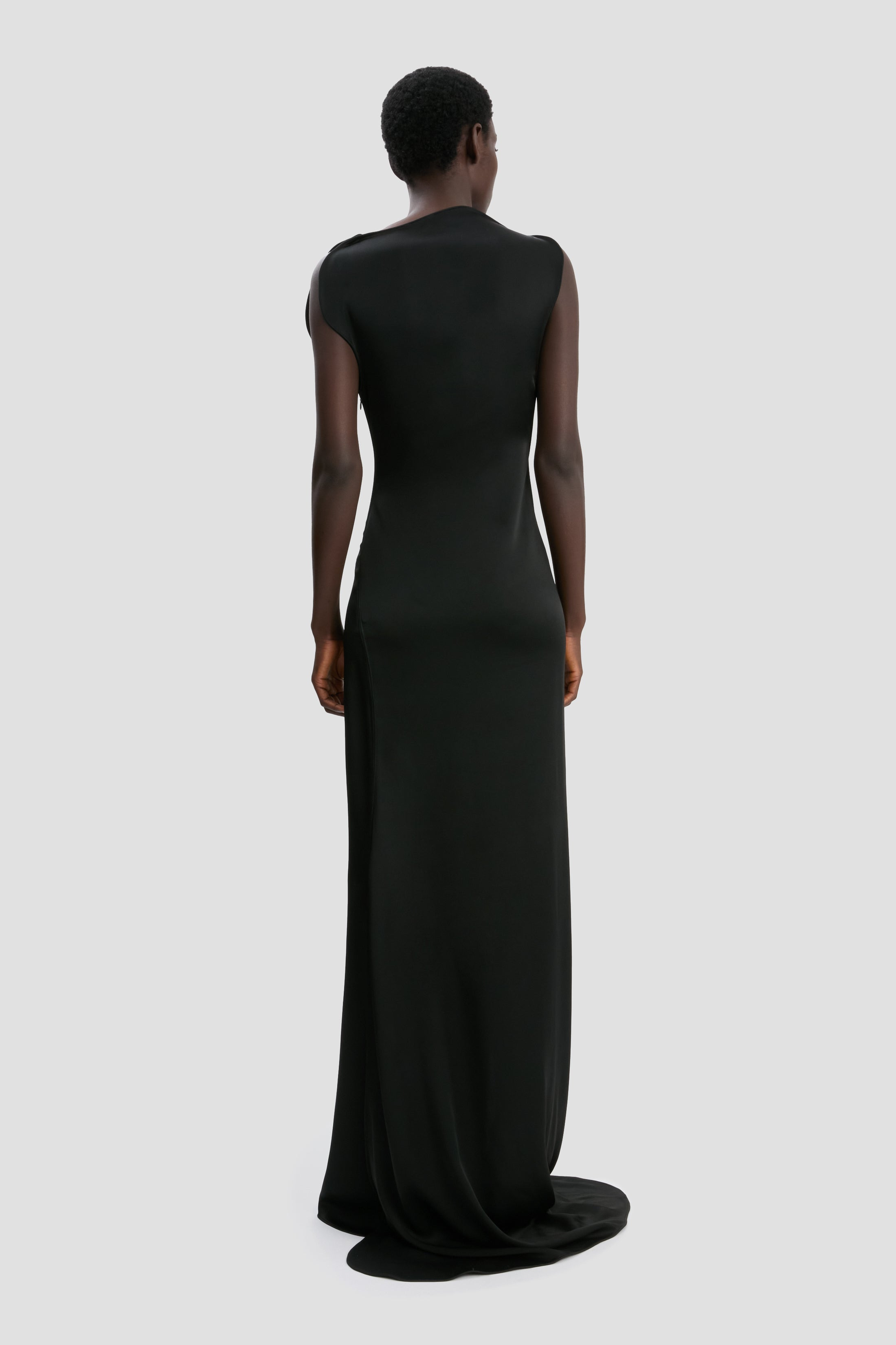 Sleeveless Cord Split Side Dress In Black - 6